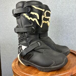 Fox Racing Youth Comp Y Motocross Boots Black White Kids Size Y4 EU 36